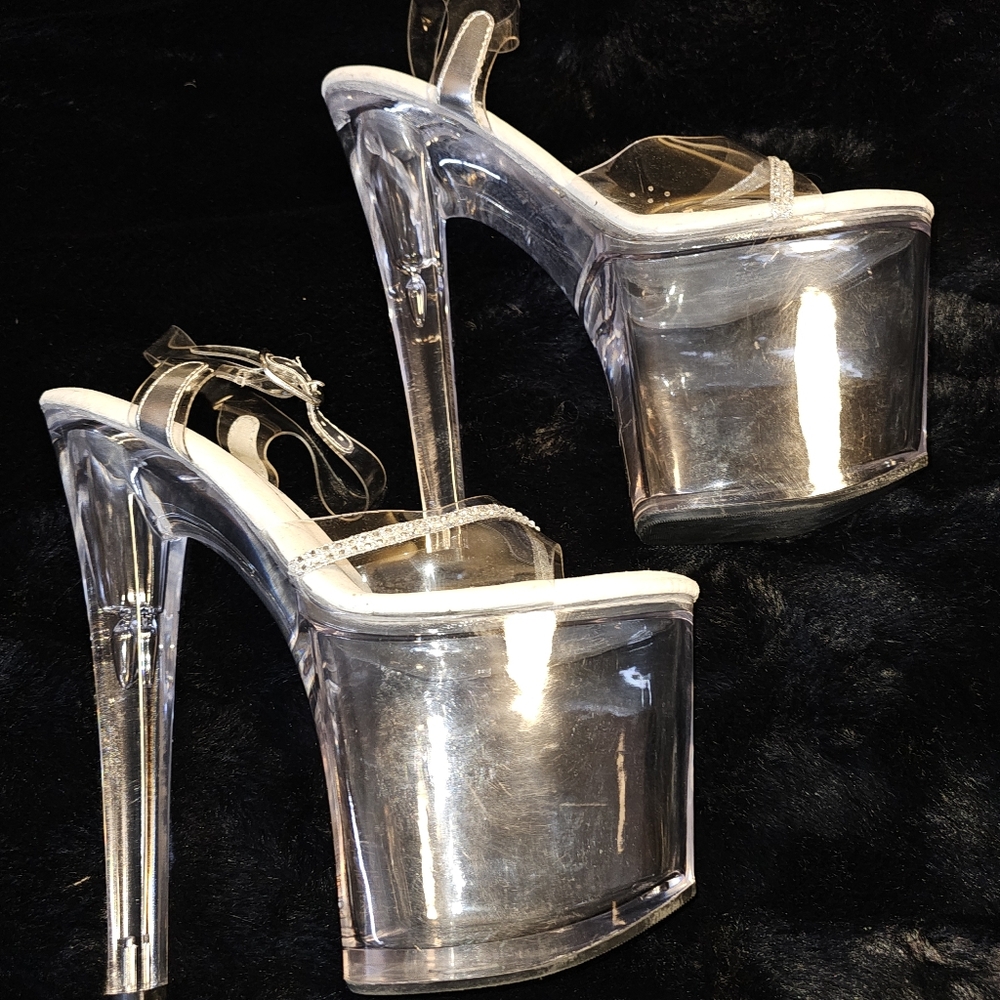 Ellie Silver and Clear Platform Heels - Picture 3 of 9